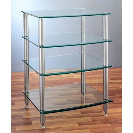 Vti Manufacturing VTI Manufacturing AGR404S 4 Silver Poles 4 Glass Shelves AV Stand AGR404S